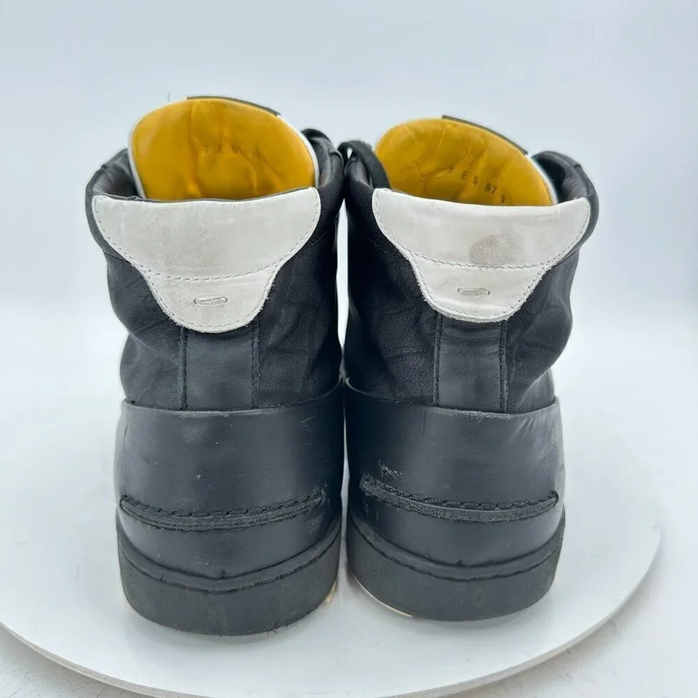 Fendi Men Size 9 Black Leather Printed High Top Lace Up Casual Shoes